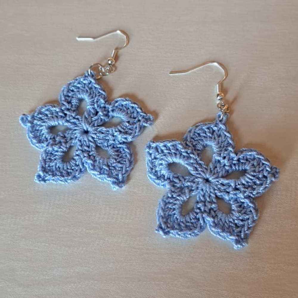 Handcrafted Blue Floral Earrings